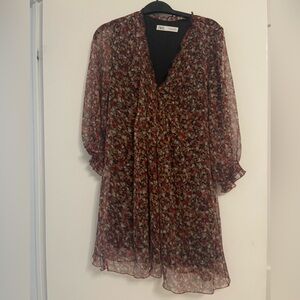 Zara Burgundy Floral Dress